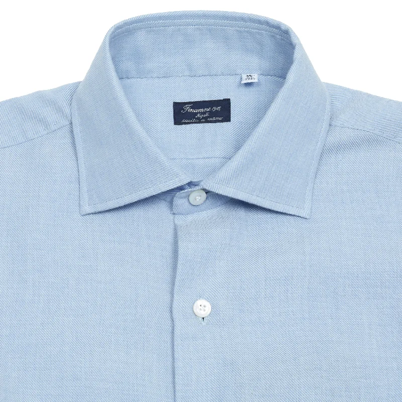 Finamore Napoli Cotton/Cashmere Shirt in Light Blue