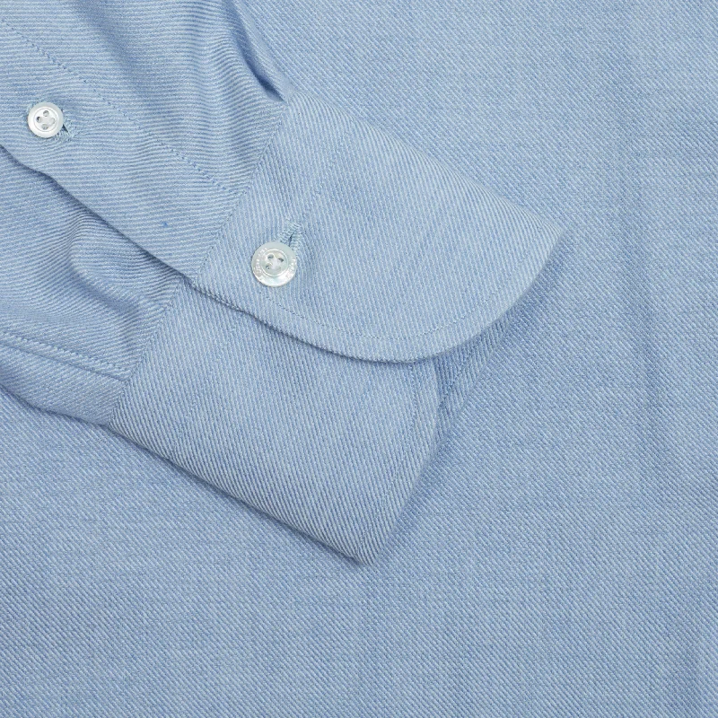 Finamore Napoli Cotton/Cashmere Shirt in Light Blue