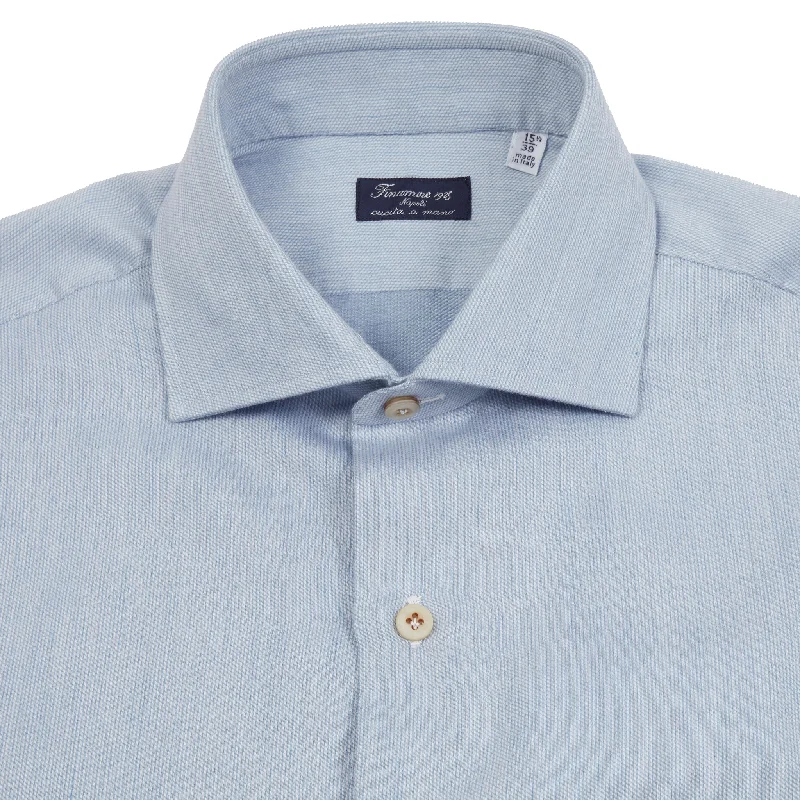 Finamore Napoli Cotton/Cashmere Shirt in Light Blue