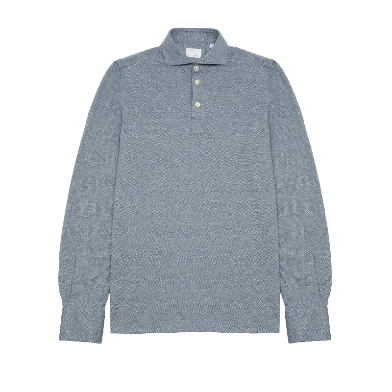 Finamore Orlando Cotton/Cashmere Polo Shirt in Stone