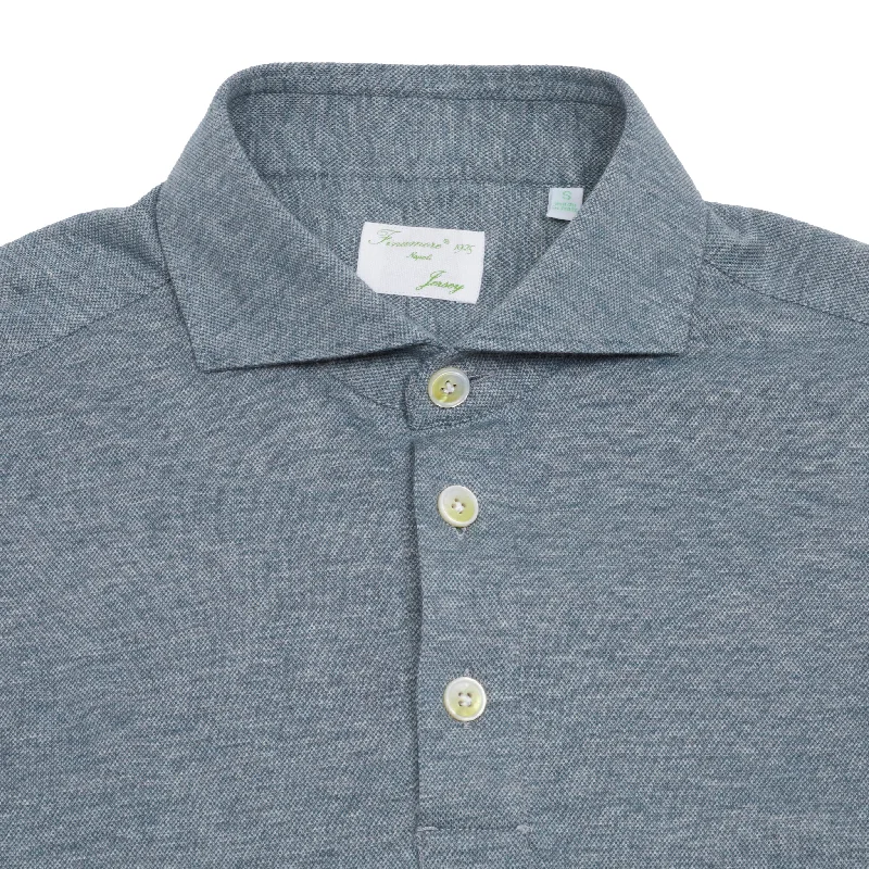 Finamore Orlando Cotton/Cashmere Polo Shirt in Stone