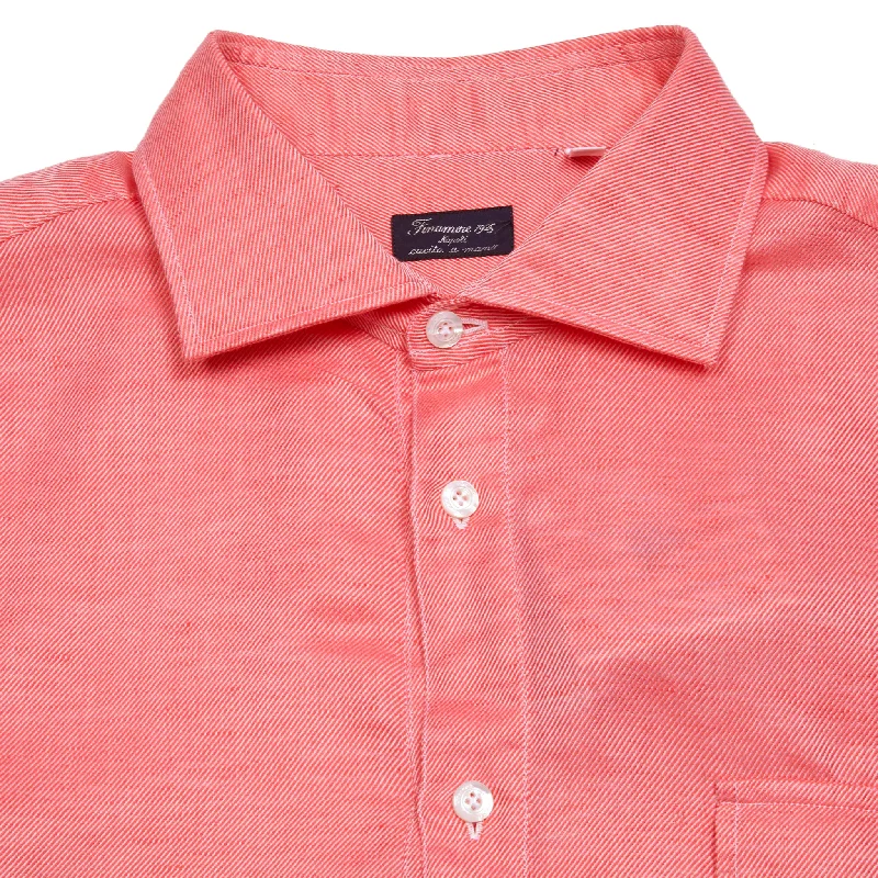 Finamore Porto Linen/Cotton Popover Shirt in Coral