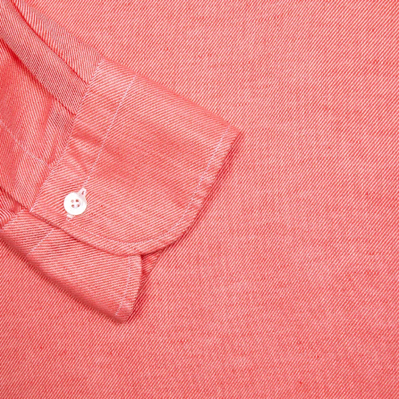 Finamore Porto Linen/Cotton Popover Shirt in Coral