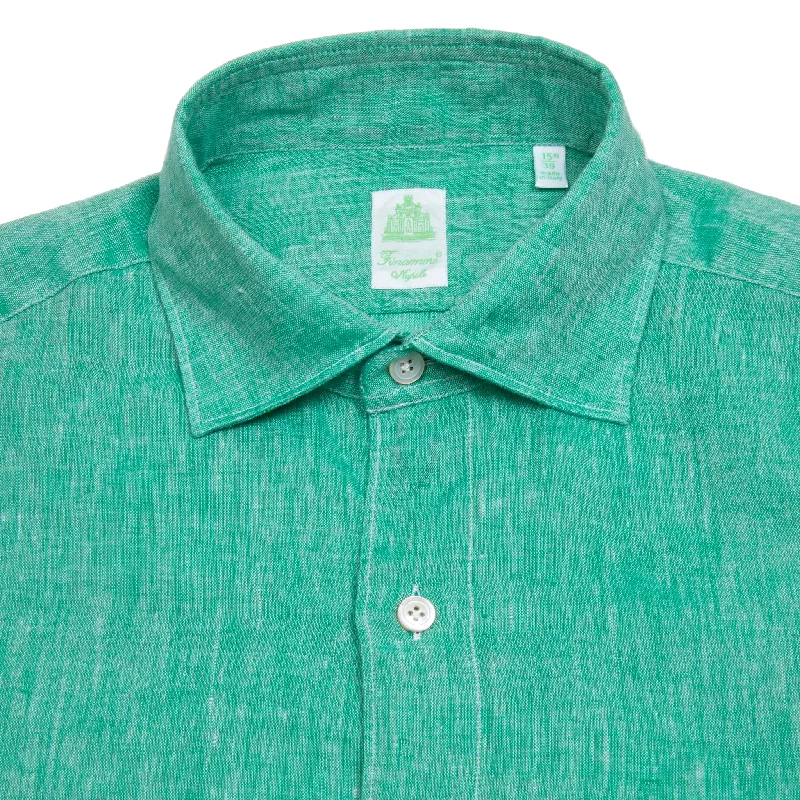 Finamore Tokyo Luigi Linen Shirt in Light Green