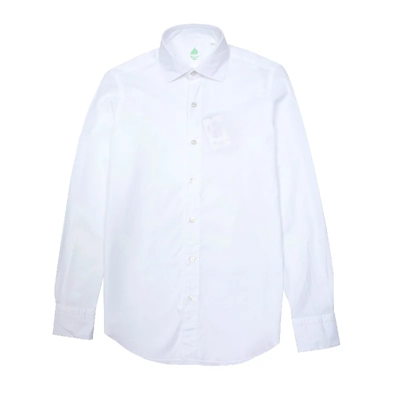 Finamore Tokyo Luigi Shirt in White Herringbone