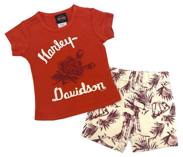 Harley-Davidson® Baby Girls' 2 Piece Newborn Short Sleeve Tee & Bike Short Set - 2001247