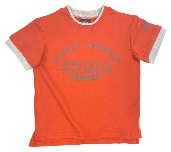 Harley-Davidson® Little Boys' Double Layered Short Sleeve Tee - Orange/Gray - 1081221