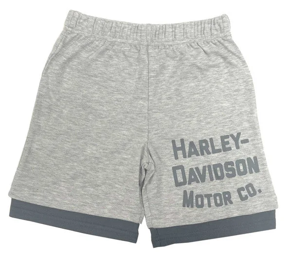 Harley-Davidson® Little Boys' H-D Script Double Layered Stretch Shorts - Gray - 4082217