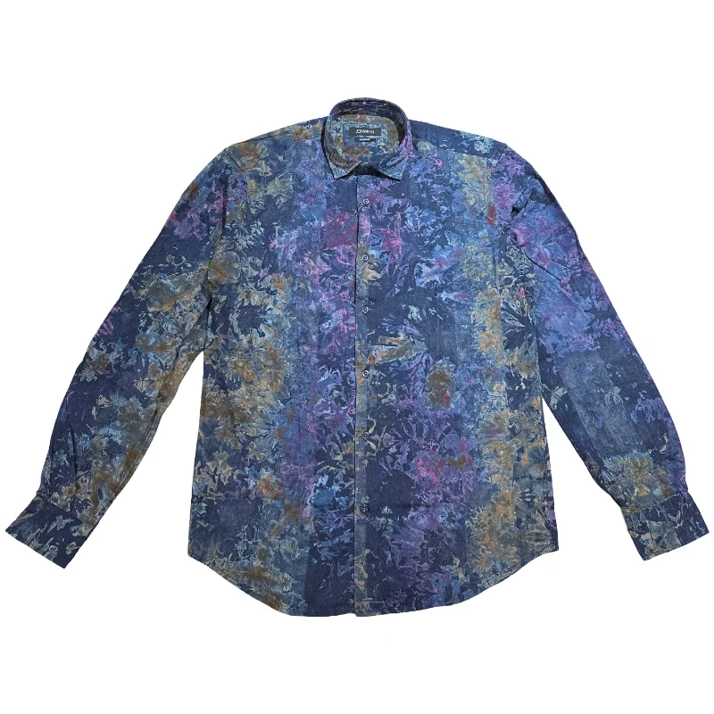 Johnny Q J 534 Purple Indigo Multi Button Up Shirt