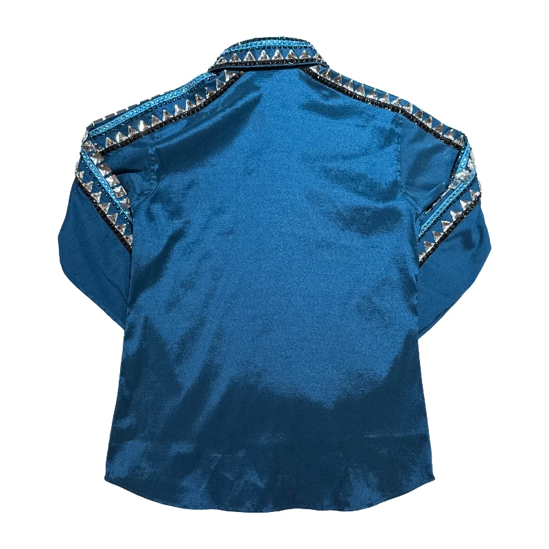 Kashani Bahama Blue Hyper Crystal Button-Up Zip Shirt