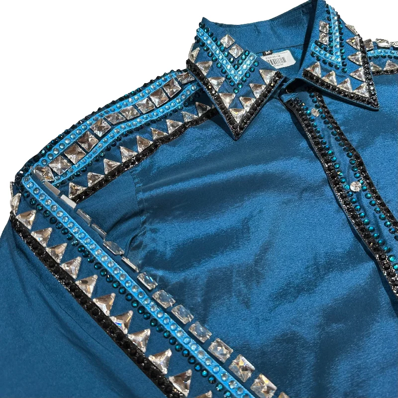 Kashani Bahama Blue Hyper Crystal Button-Up Zip Shirt