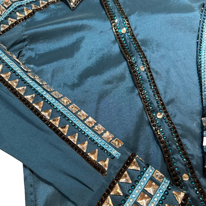 Kashani Bahama Blue Hyper Crystal Button-Up Zip Shirt