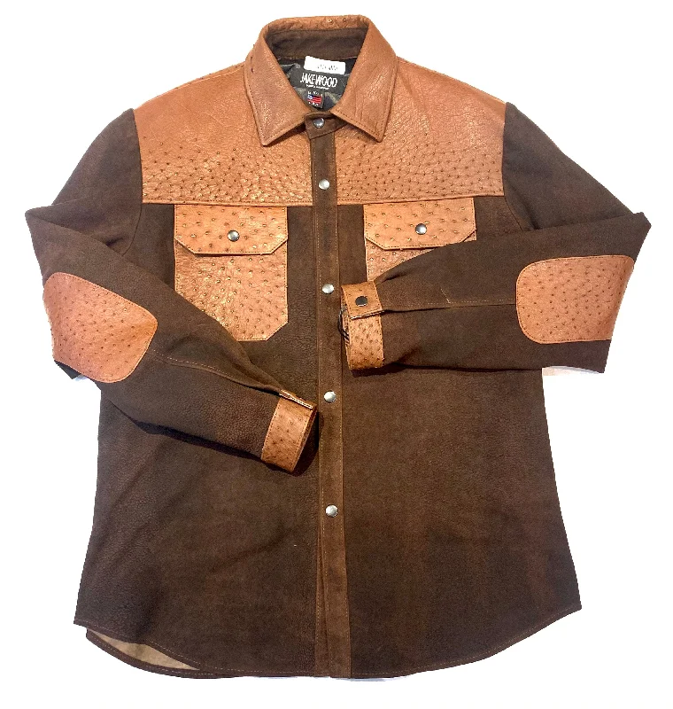 Kashani Chocolate Brown Ostrich Quill/Suede Shirt