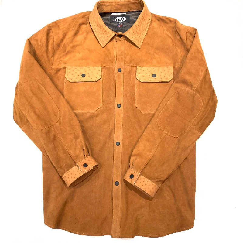 Kashani Cognac Ostrich Quill/Suede Shirt