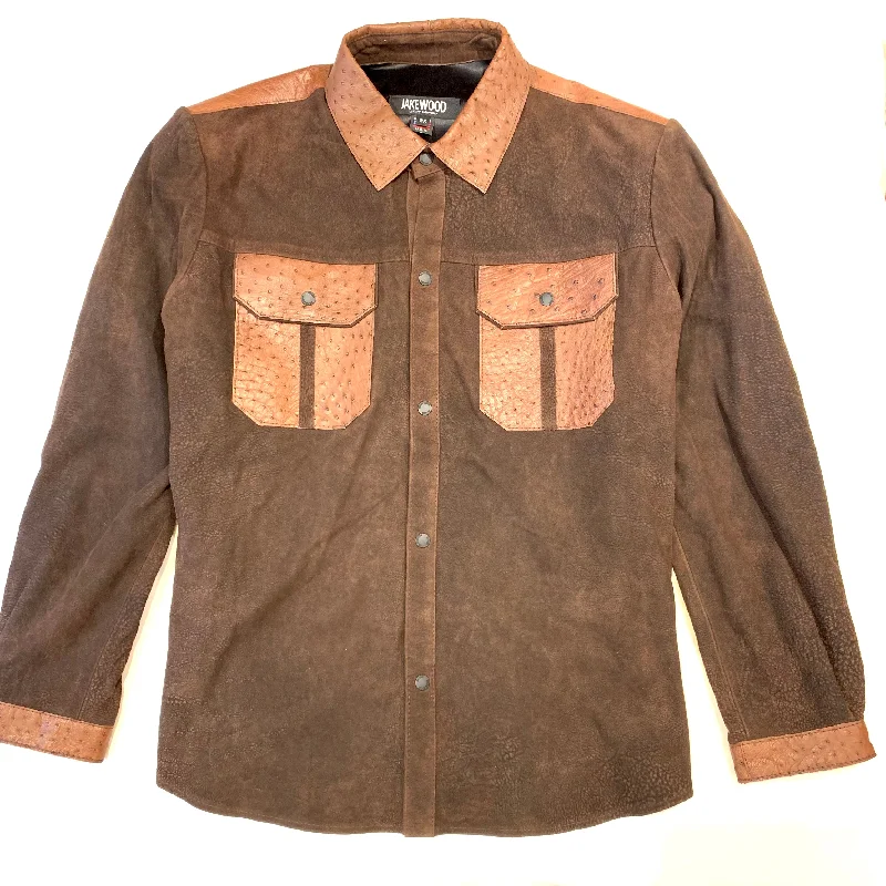 Kashani Dark Chocolate Ostrich Quill/Suede Shirt