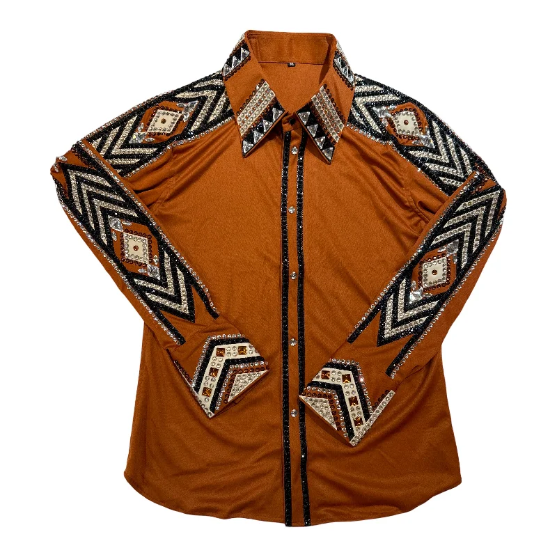 Kashani Orange Squash Hyper Crystal Button-Up Zip Shirt