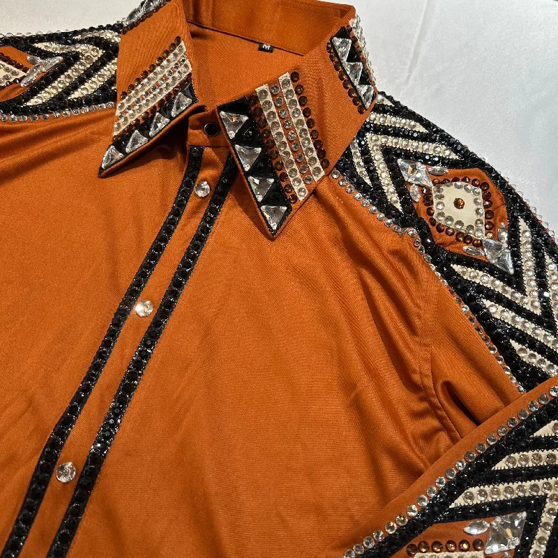 Kashani Orange Squash Hyper Crystal Button-Up Zip Shirt