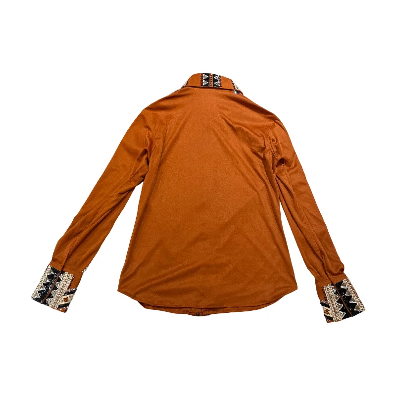 Kashani Orange Squash Hyper Crystal Button-Up Zip Shirt