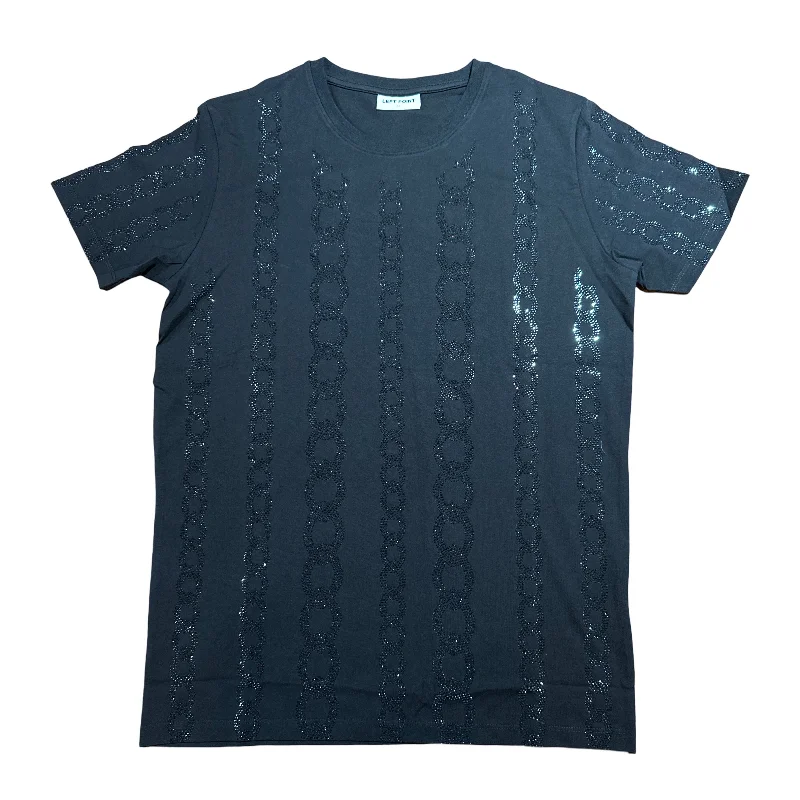 Left Point Black Crystal Chains Shirt