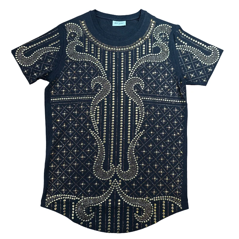 Left Point Black Golden Studded Crystal Shirt