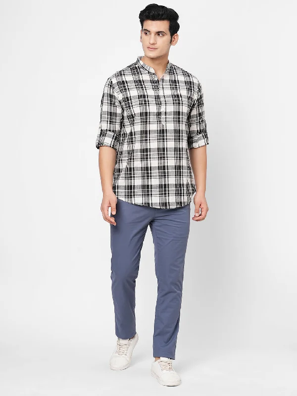 Men's Black Cotton Regular Fit Checked Shirt