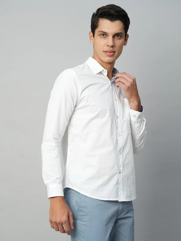 Men's White Cotton Regular Fit Shirts