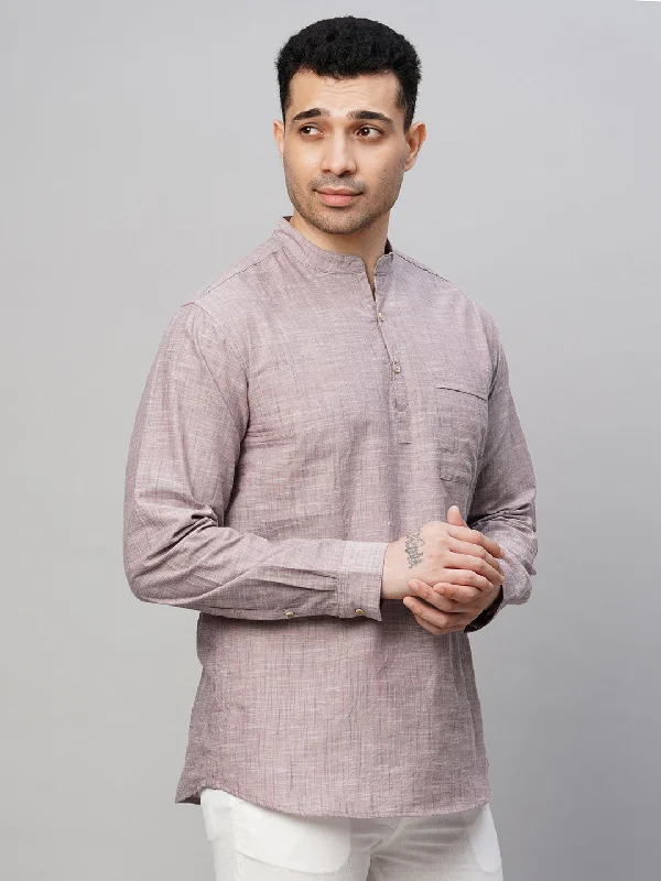 Men's Mauve Cotton Regular Fit Kurta Shirt