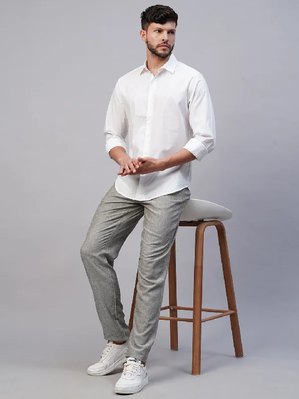 Men's White Cotton Slim Fit shirt