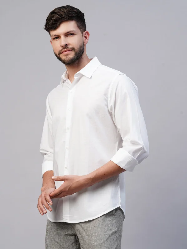 Men's White Cotton Slim Fit shirt