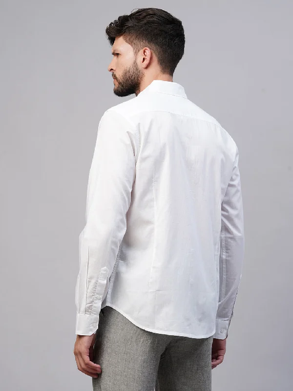 Men's White Cotton Slim Fit shirt