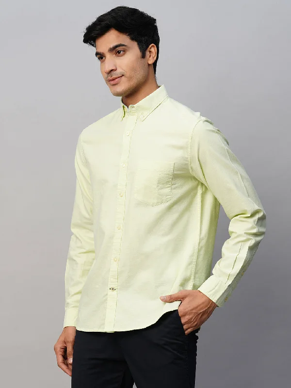 Men's Green Cotton Regular Fit Shirt