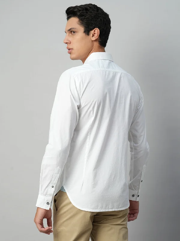 Men's White Cotton Slim Fit Shirt