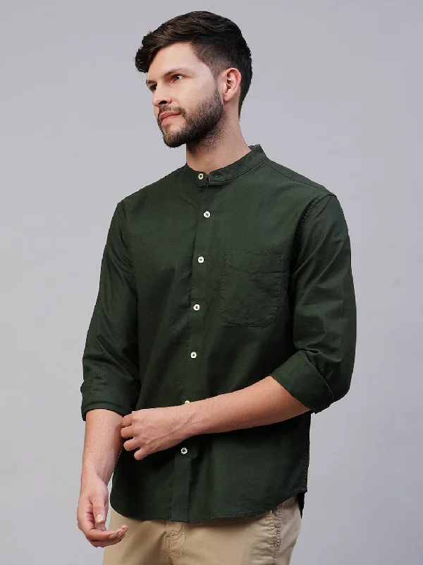 Men's Olive Cotton Regular Fit Shirt