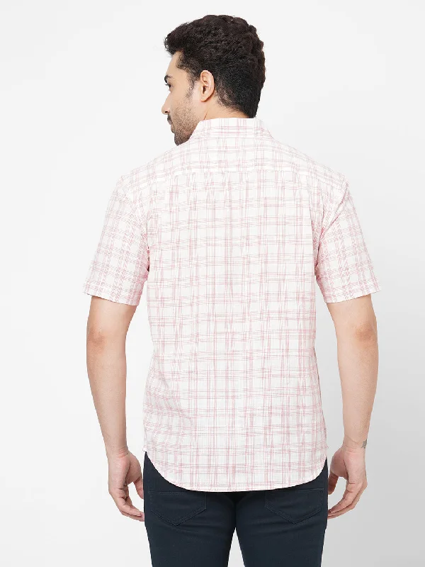 Men's Red Cotton Regular Fit Checked Shirt