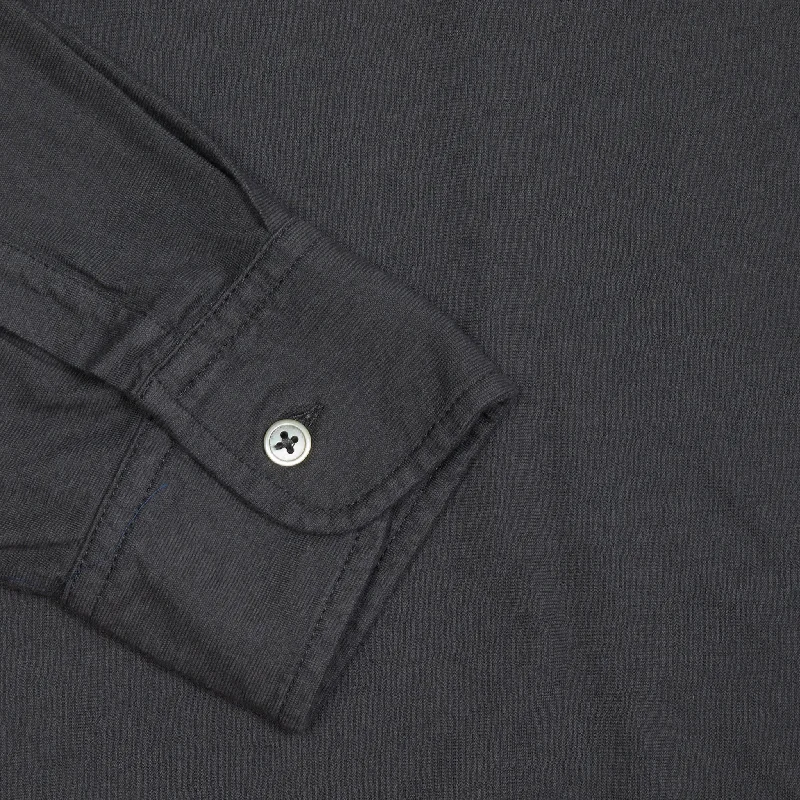 Massimo Alba Ischia Cotton Polo Shirt in Nero Lavato