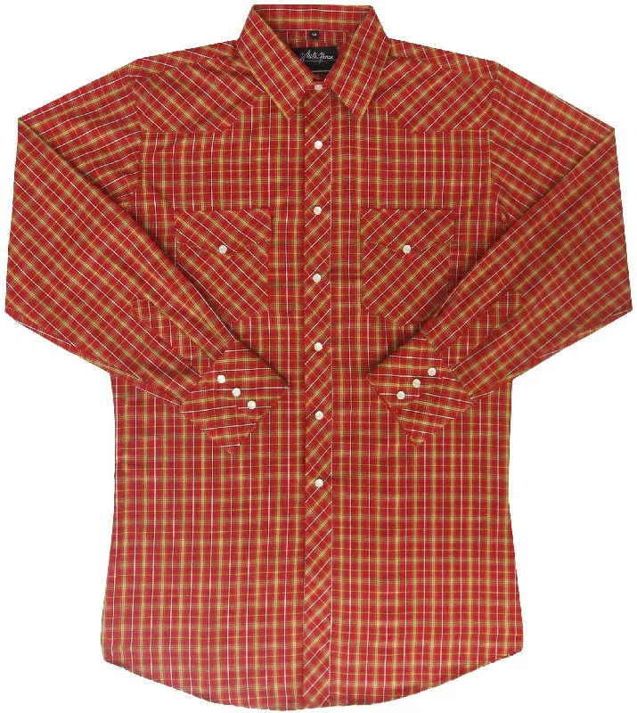 White Horse Mens Plaid Western Shirt