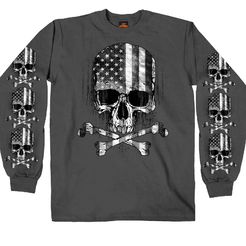 Men's Long Sleeve Flag Skull Shirt