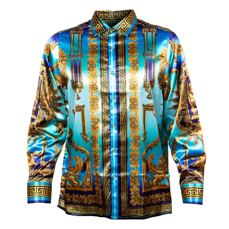 Prestige Heavens Gate Royal Greek Key Button Up Shirt