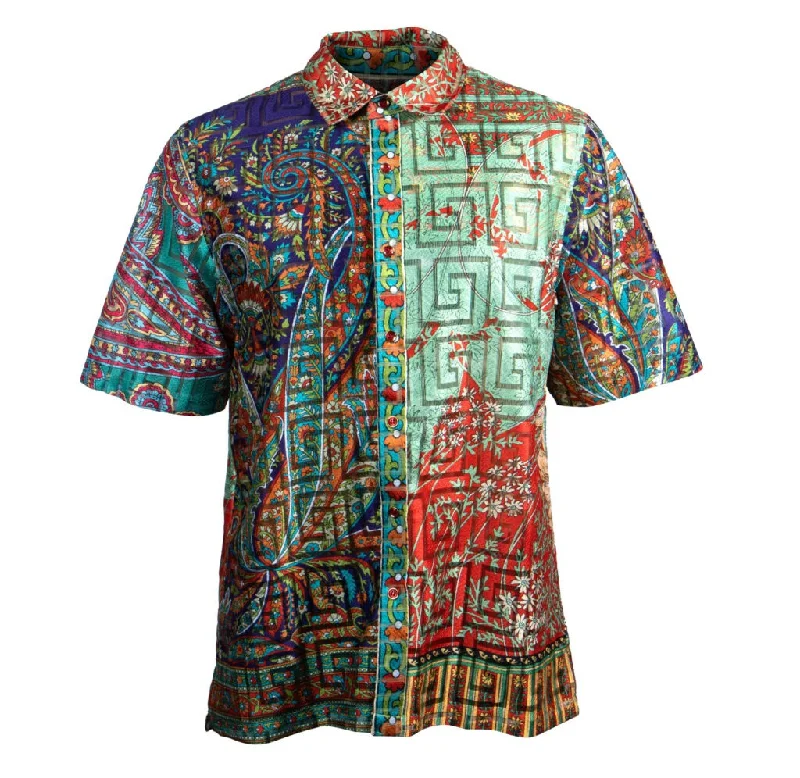 Prestige Lace Linen Royal Paisley Button Up Shirt