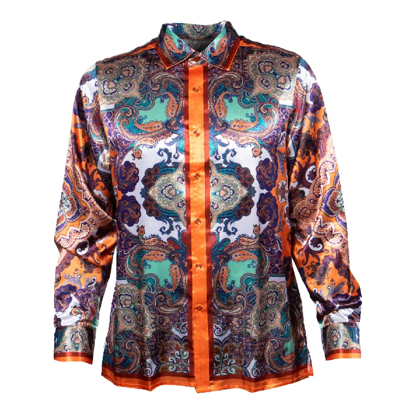 Prestige Orange Paisley Button Up Shirt