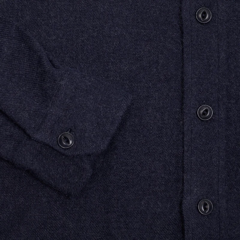 Salvatore Piccolo Linen Wool Shirt in Navy