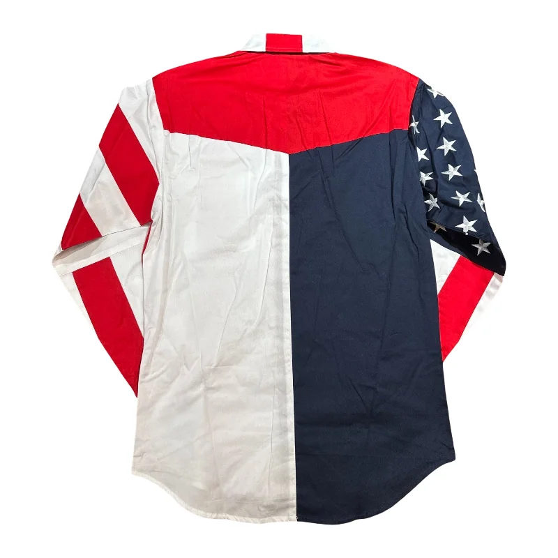 Scully American Flag Embroidered Western Long Sleeve Shirt