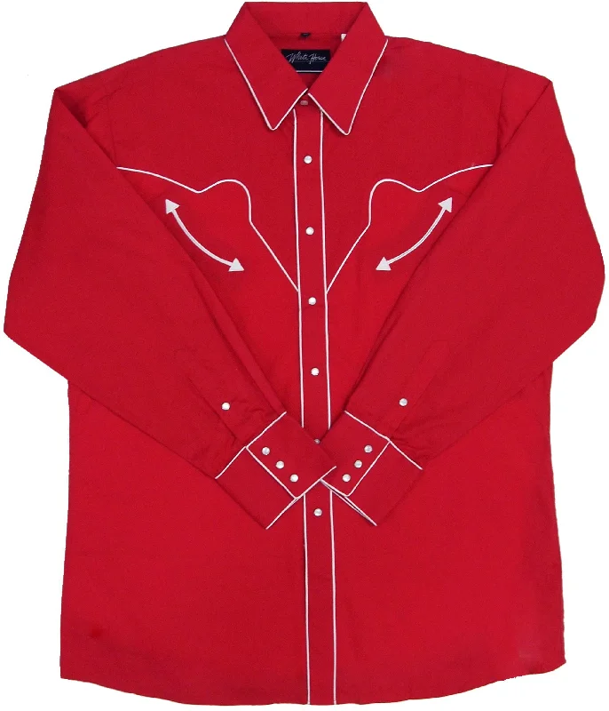 White Horse Men's Retro Red L/S Western Shirt