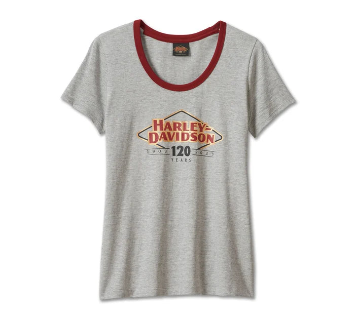 Women's 120th Anniversary Speedbird Diamond Scoopneck Tee - Light Grey Heather - 96696-23VW