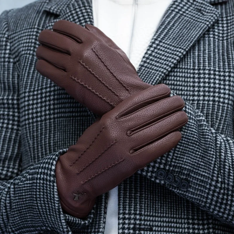 Columbus – luxurious deerskin (American deerskin) leather gloves with warm wool lining