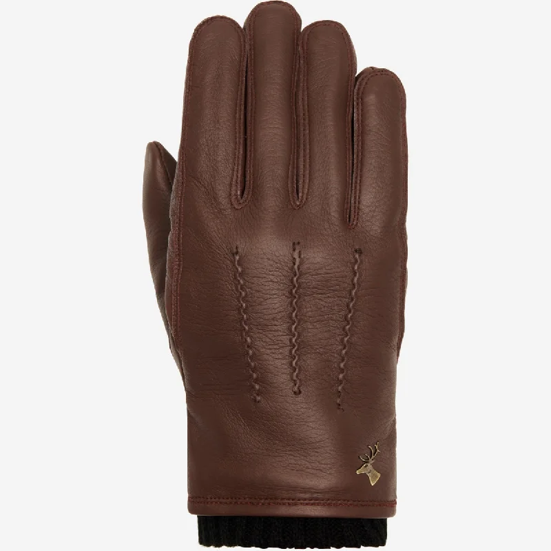 Jack - goatskin leather gloves with warm fleece lining and press-stud