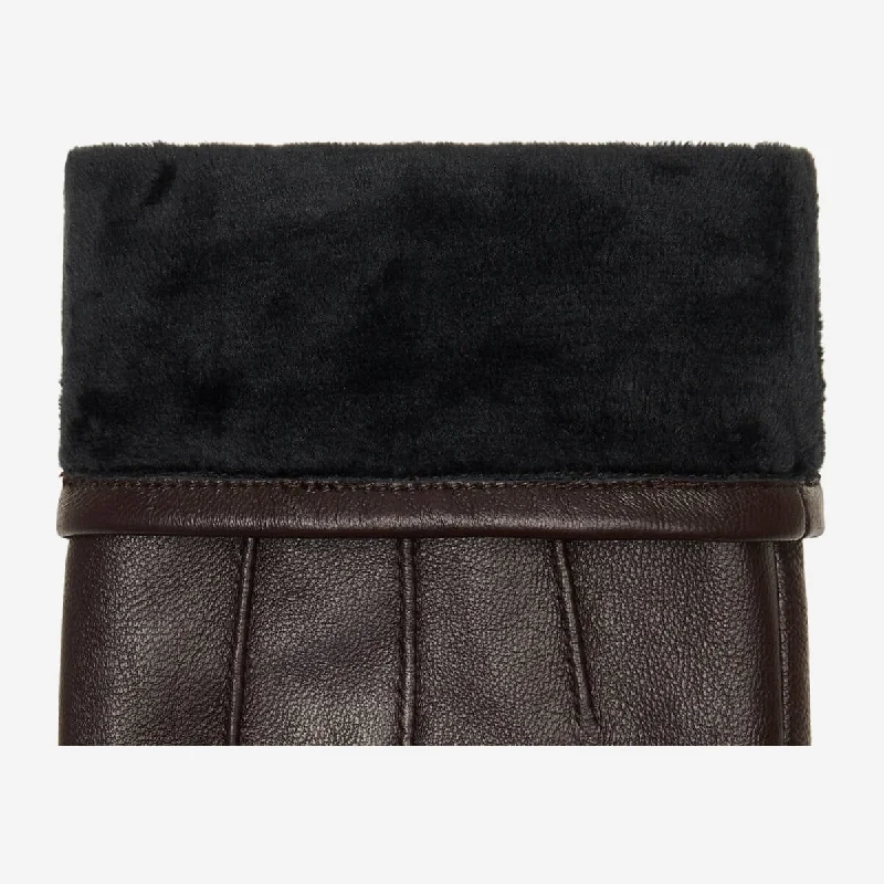 Jake (dark brown) - sheepskin gloves with warm fleece lining & touchscreen feature