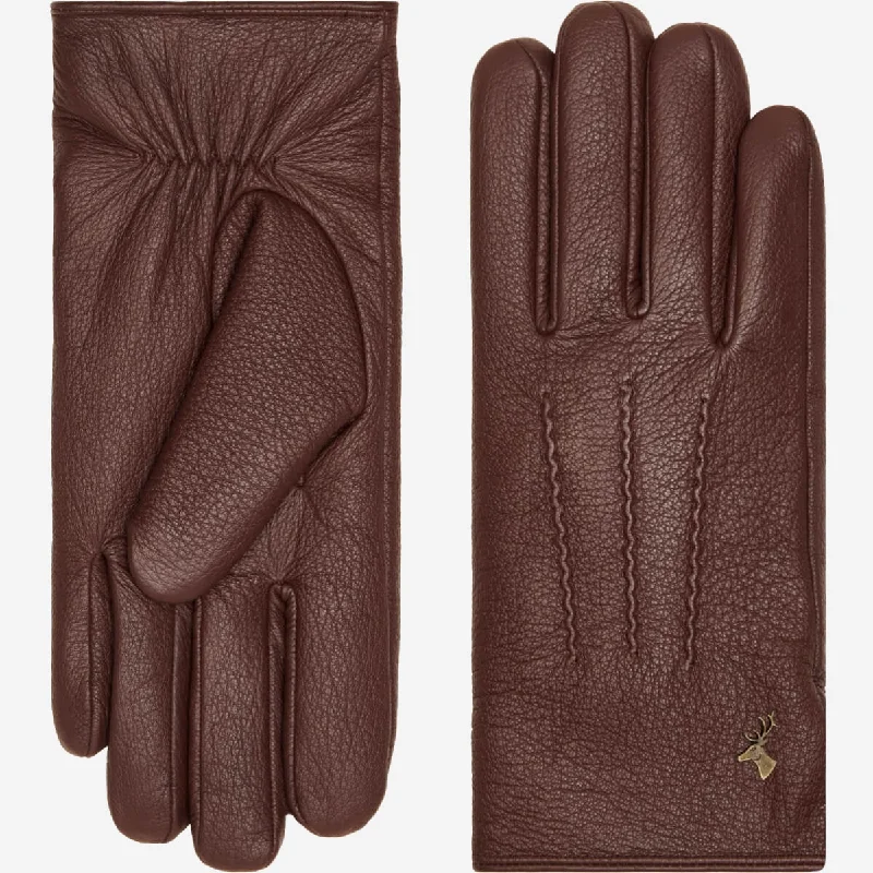 Jaxon (brown) - goatskin leather gloves with luxurious faux fur lining & touchscreen feature