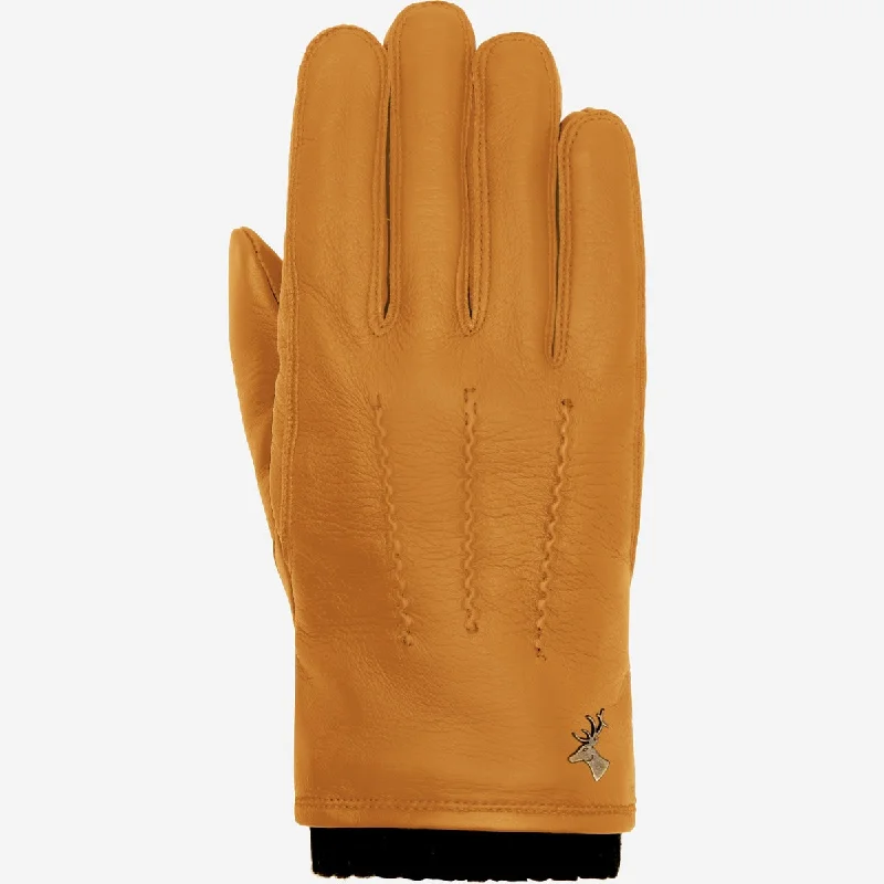 Leo - goatskin leather gloves with warm fleece lining and press-stud