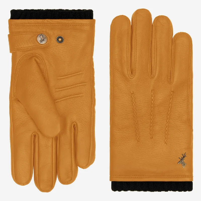 Leo - goatskin leather gloves with warm fleece lining and press-stud